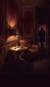 Le Salon de Velours : un salon bordeaux feutré, lampe basse.